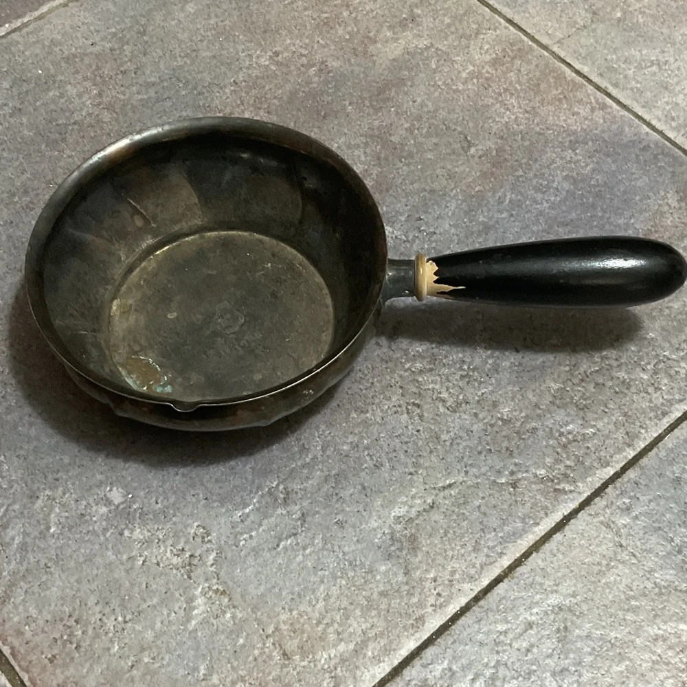 Vintage Metal Saucepan with Black Handle